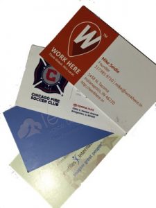 business cards put through a business card slitter